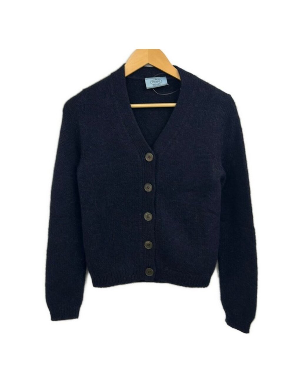 Prada Cardigan 40 M Dark Navy Long Sleeve Alpaca